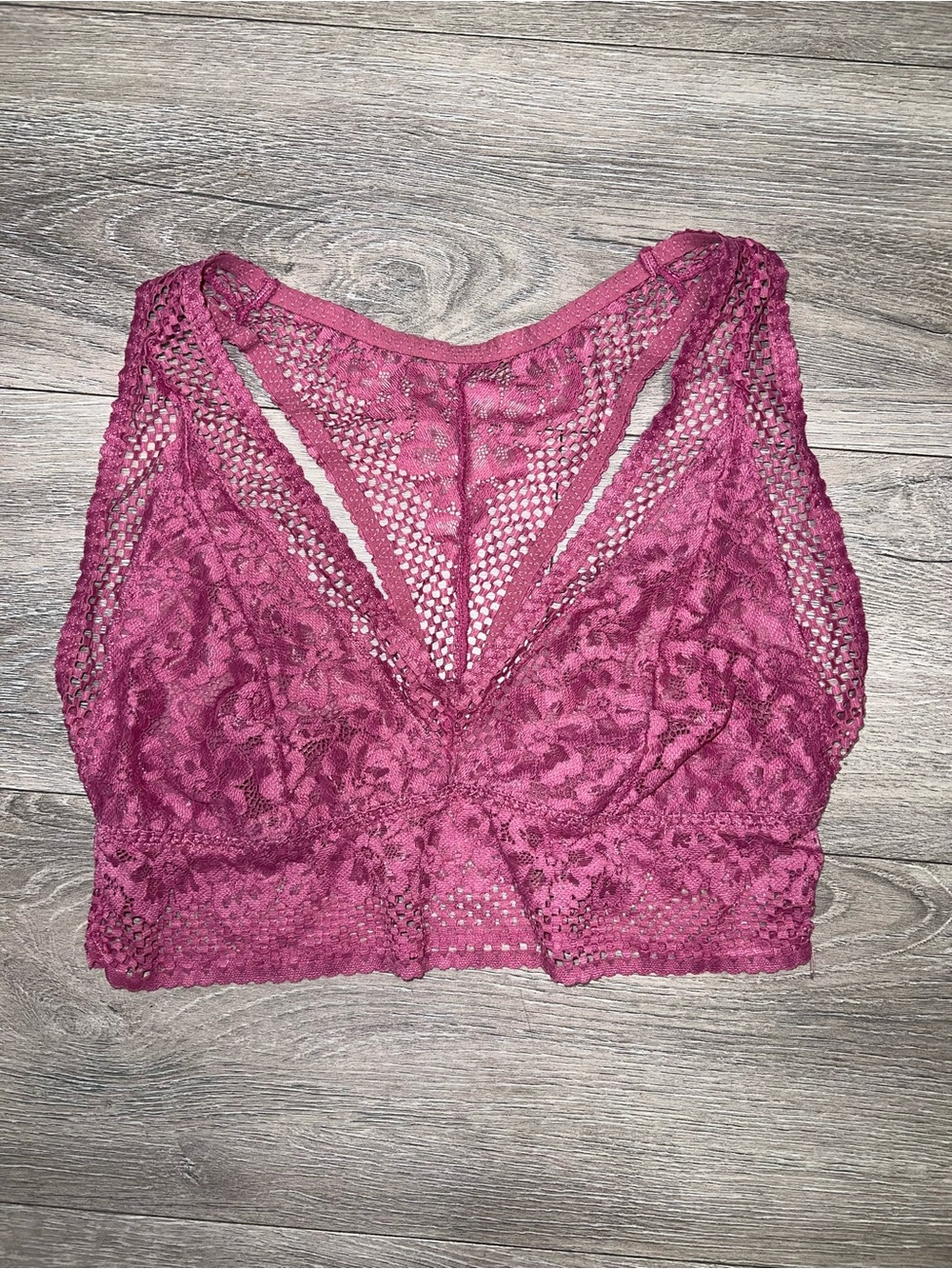 Adored By Adore Me Lace Bralette Pink Purple Racer Back Women's Size Large